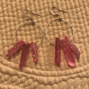 Pink crystal rock earrings